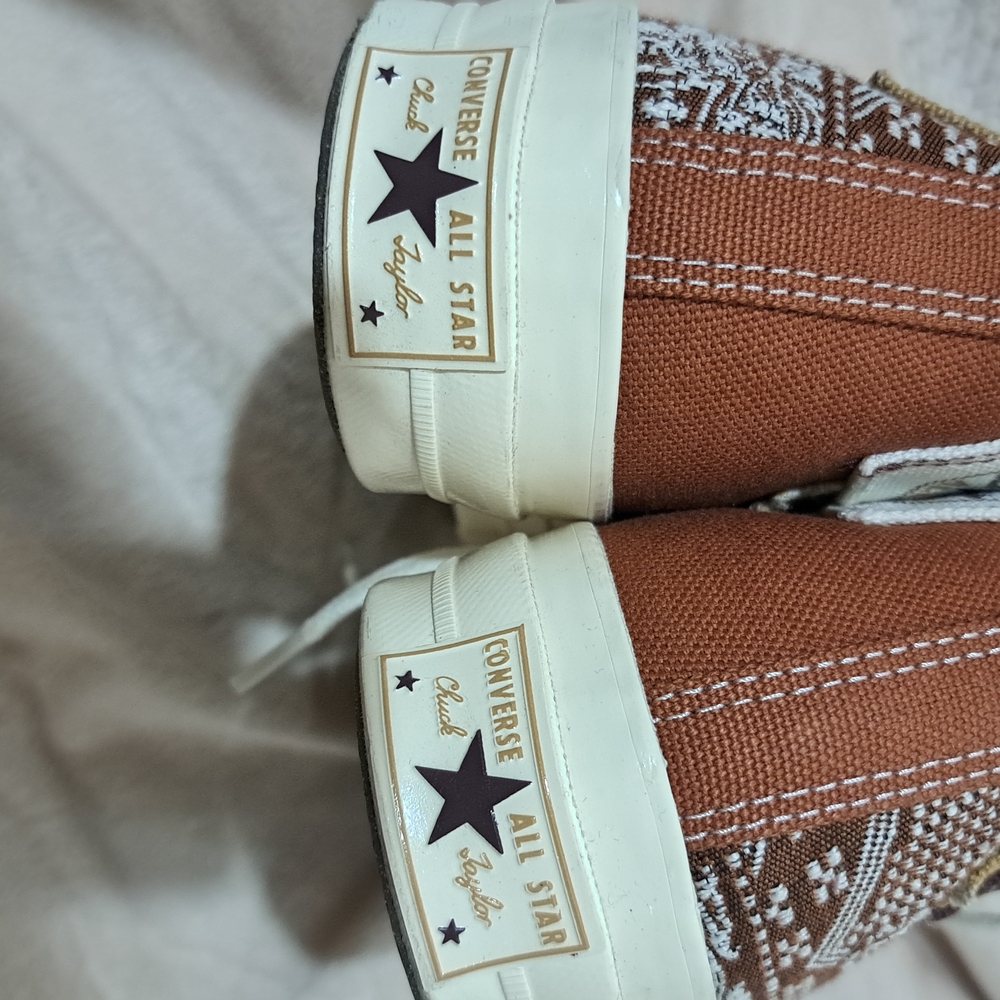 Converse Brown and White High-Top Sneakers - Picture 7 of 11